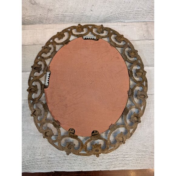 Ornate Oval Wall Mirror With Vintage-Style Frame & Intricate Scroll Design - Picture 5 of 6